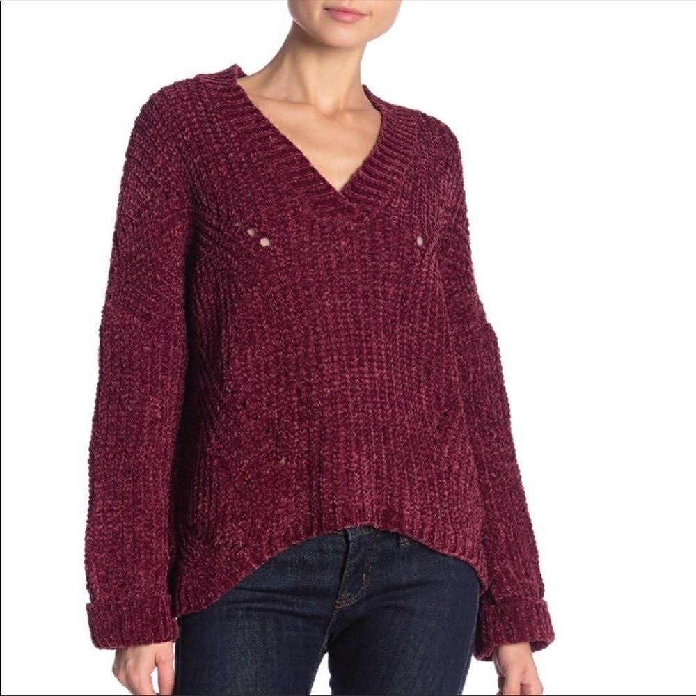 Cotton Emporium V-Neck Chenille Sweater